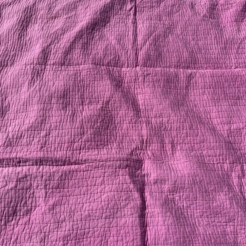 Unbranded Kantha Quilt Full Queen Pink Reversible Hand Stitched Cotton Good